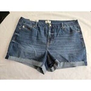 Seven7 Denim Rolled Cuff Weekend Shorts - Blue- Womens 22W - NEW